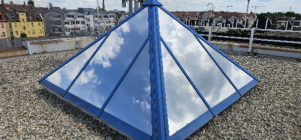 Glasdach mit Sonnenschutzfolie